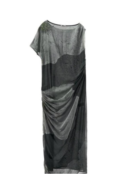 Zara Dresses & Skirts - Zara Gray & Charcoal Draped Maxi Dress